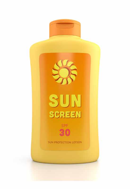 Orange sun screen bottle